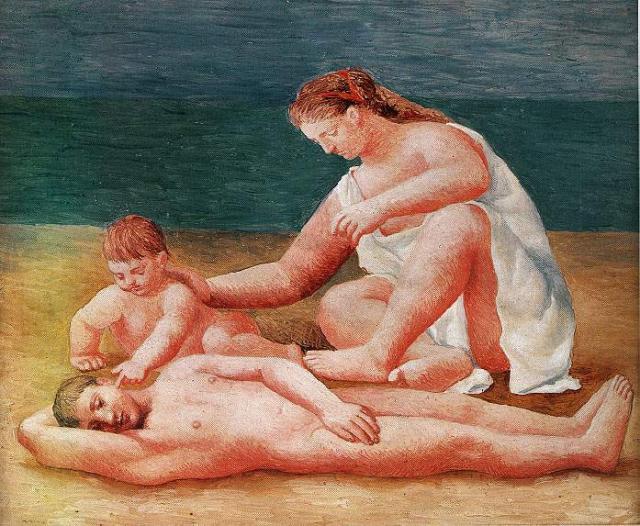 1922 Famille au bord de la mer