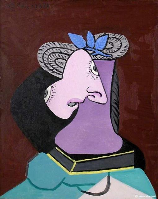1936 Le chapeau de paille au feuillage bleu